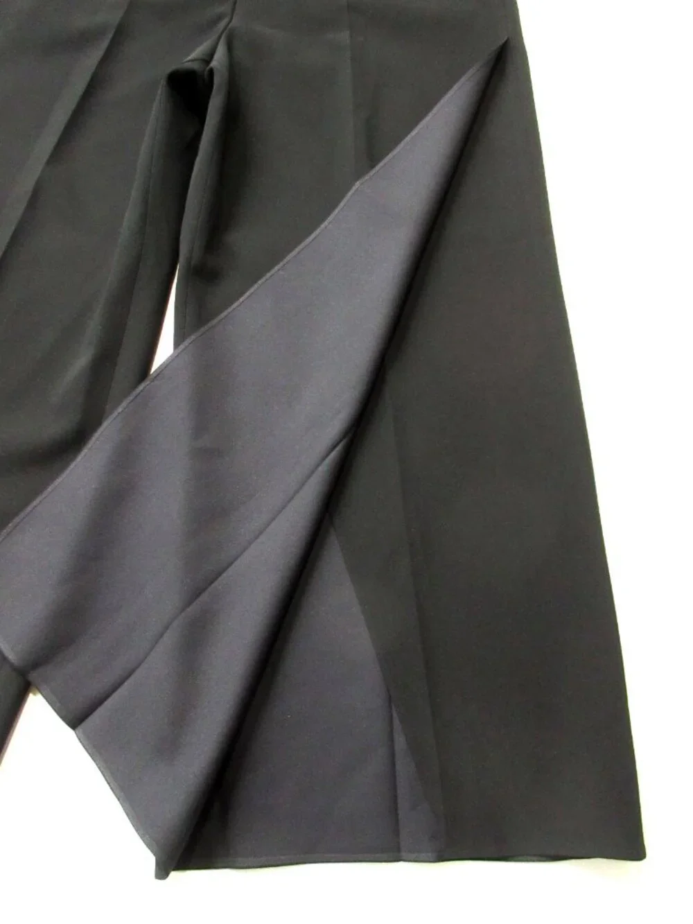 NWT Lafayette 148 Franklin in Black Finesse Crepe Wide Leg Slit Ankle Pants 12